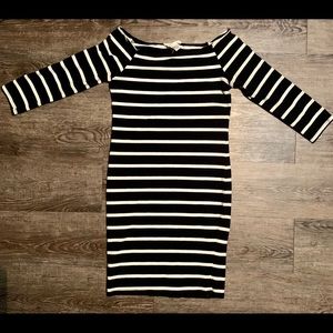 Forever 21 Black and White Striped Body Con Dress